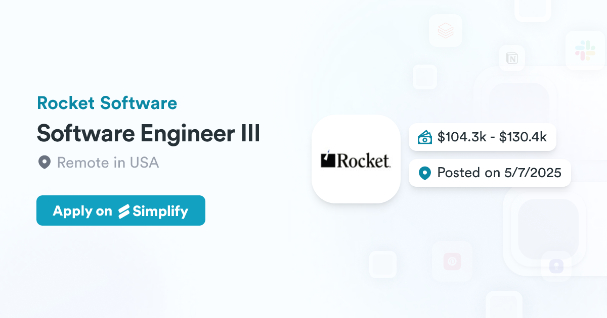 Engine Rocket Software Software Engineer III @ Rocket Software | Simplify Jobs