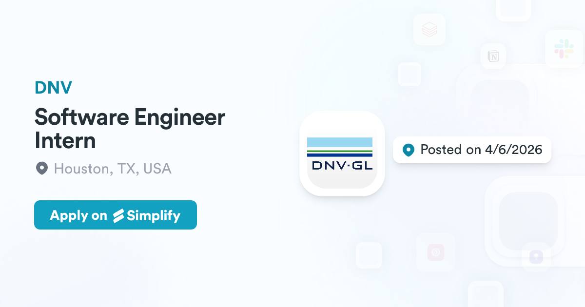 Dnv Houston Software Engineer Intern @ DNV | Simplify Jobs