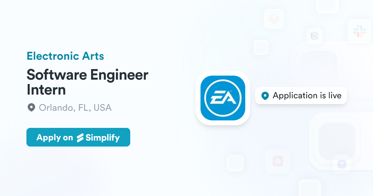 74 Software Software Engineer Intern @ Electronic Arts | Simplify Jobs