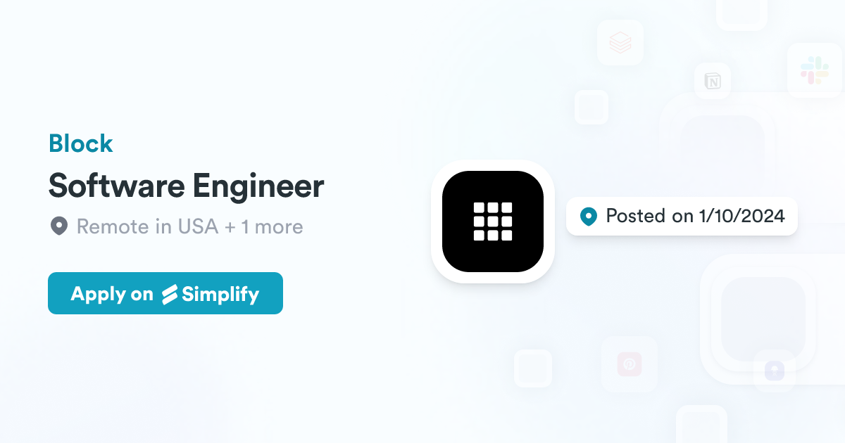 J. Block Software Software Engineer @ Block | Simplify Jobs