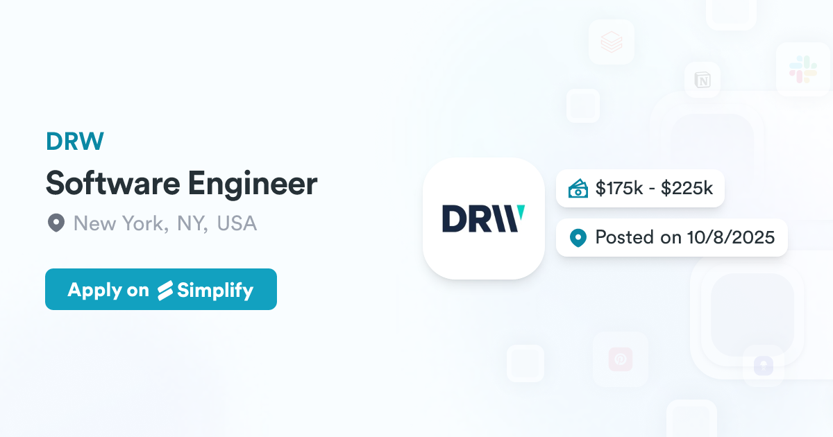Drw Software Software Engineer @ DRW | Simplify Jobs
