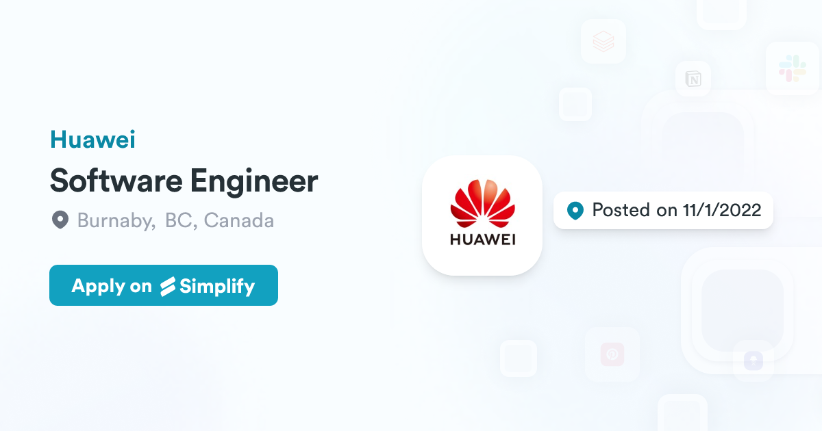 Huawei Support Engineer Software Engineer @ Huawei | Simplify Jobs