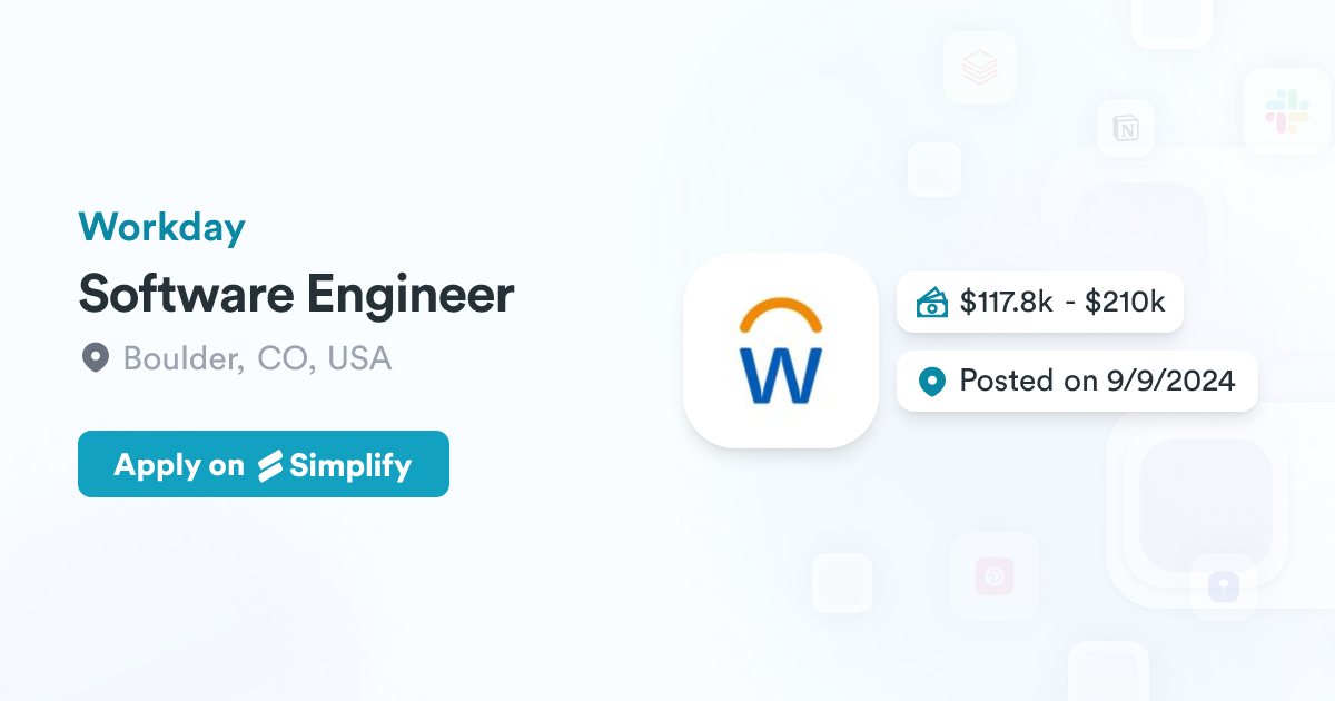 Workday Computer Program Software Engineer @ Workday | Simplify Jobs