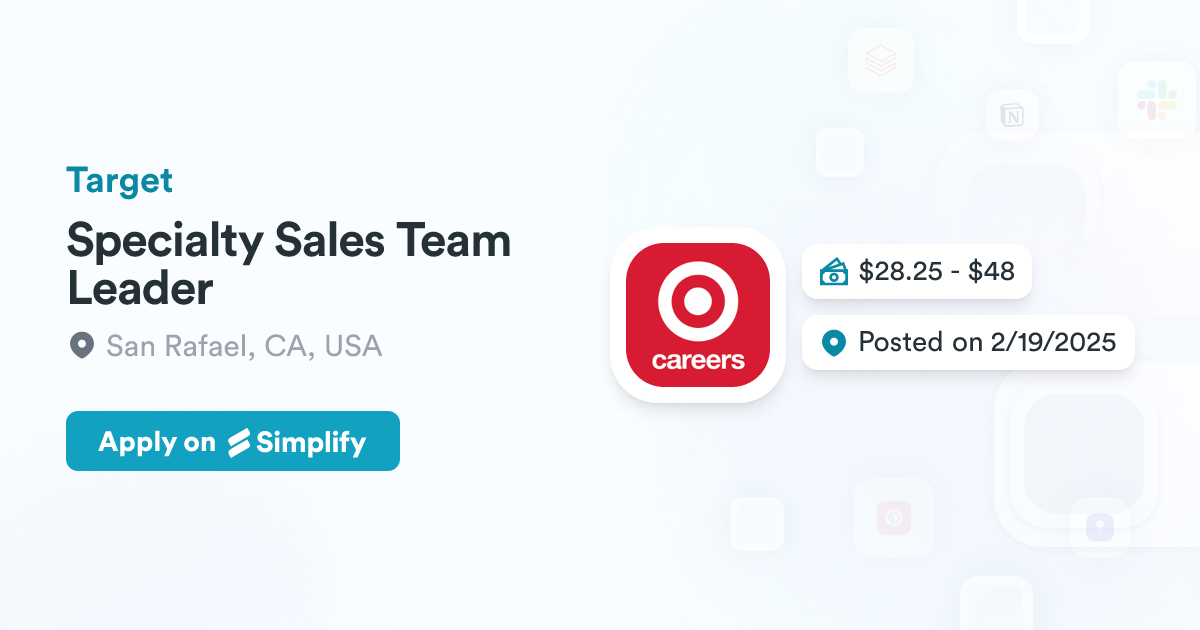 Specialty Sales Team Leader @ Target | Simplify Jobs