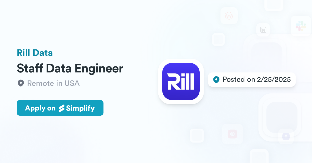 Gene Rill Staff Data Engineer @ Rill Data | Simplify Jobs