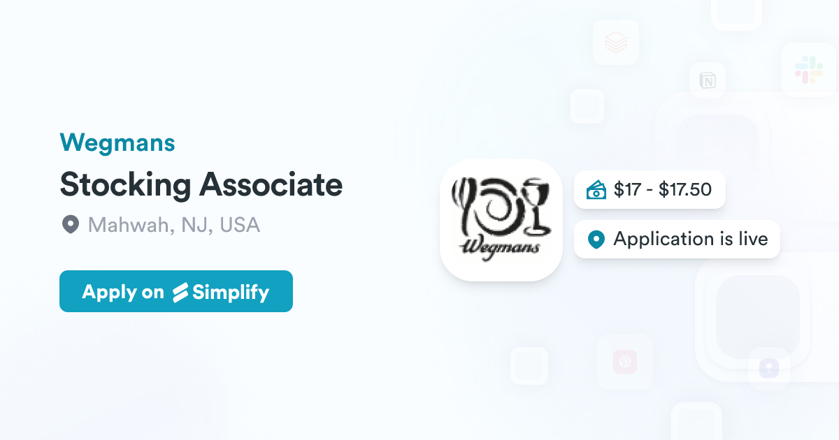 Stocking Associate @ Wegmans | Simplify Jobs