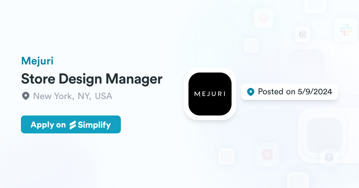 Store Design Manager @ Mejuri | Simplify Jobs