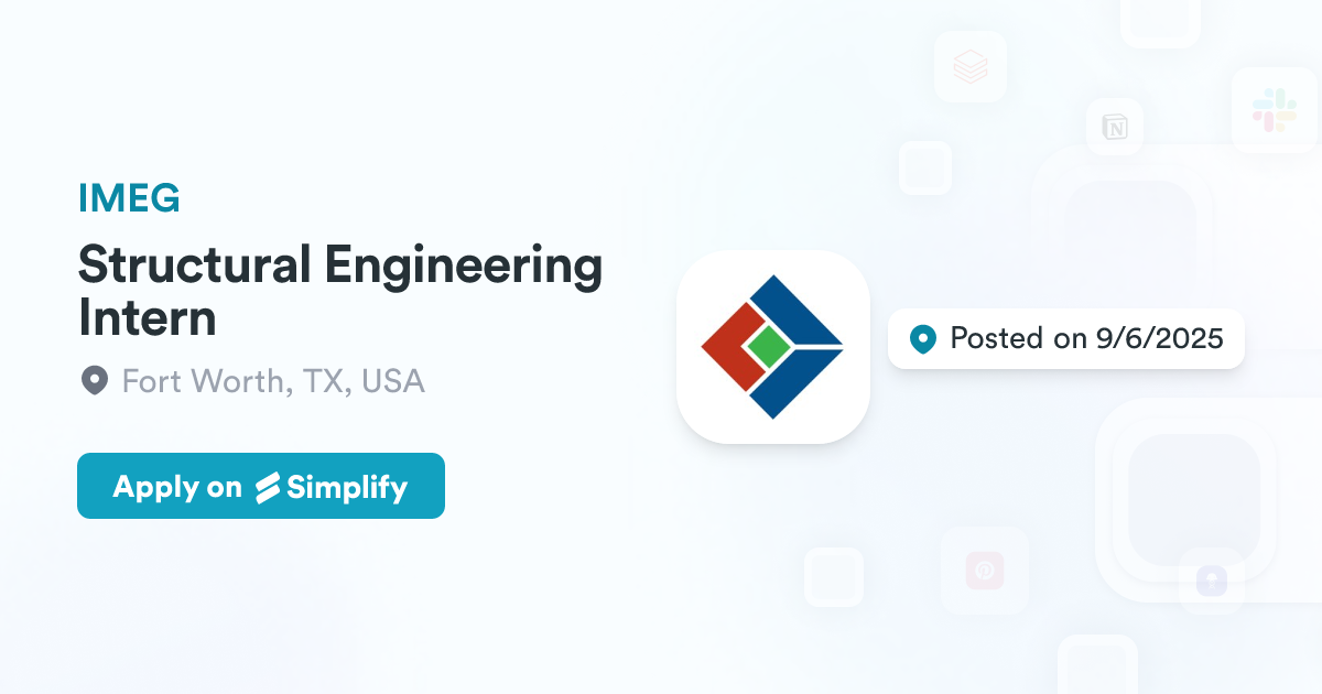 Imeg Structural Engineering Intern @ IMEG | Simplify Jobs
