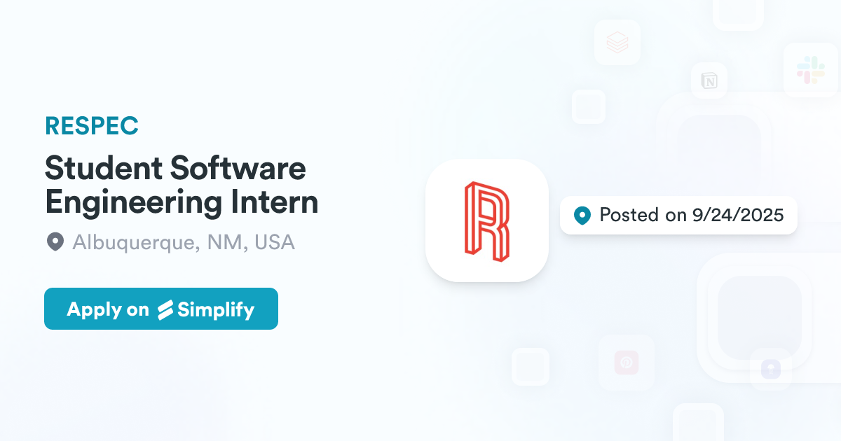 Restpec Student Software Engineering Intern @ RESPEC | Simplify Jobs