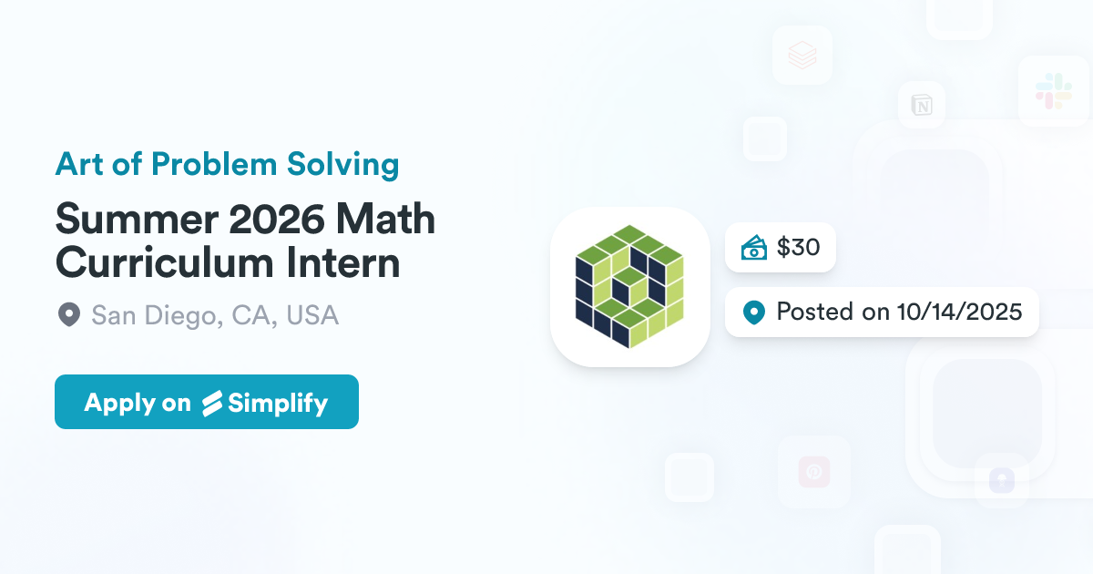 Summer 2026 Math Curriculum Intern @ Art of Problem Solving | Simplify Jobs