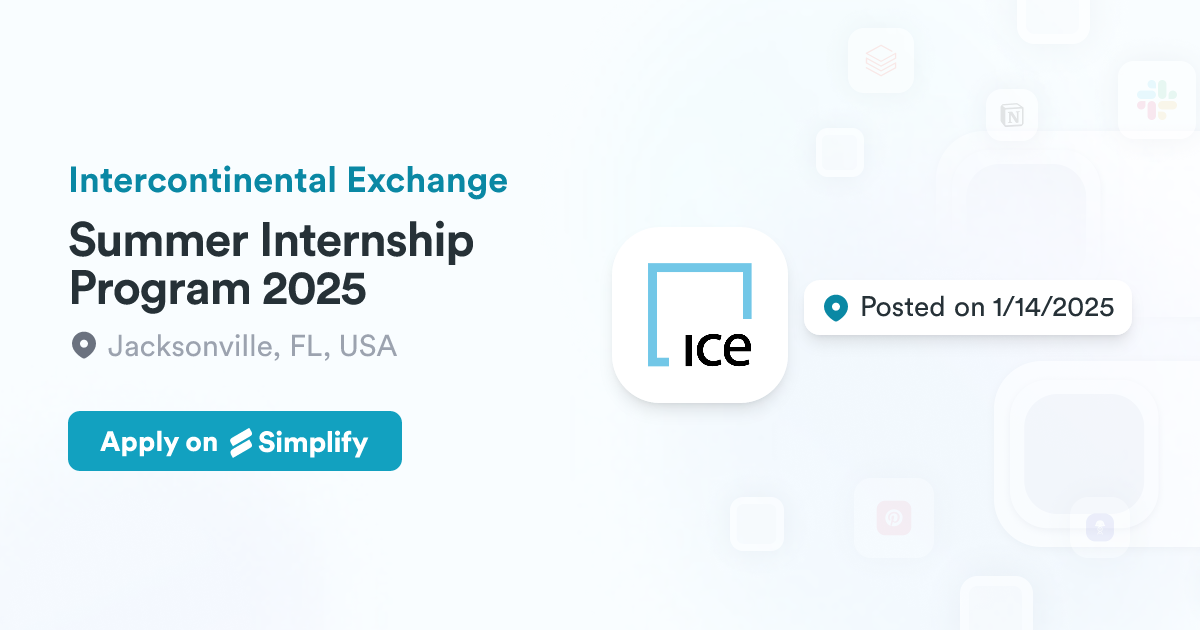 Job Exchange Program Summer Internship Program 2025 @ Intercontinental Exchange | Simplify Jobs