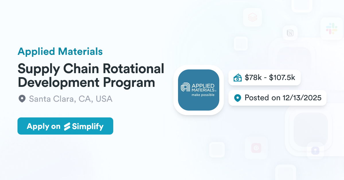 Rotational Program Maturity Supply Chain Rotational Development Program @ Applied Materials ...