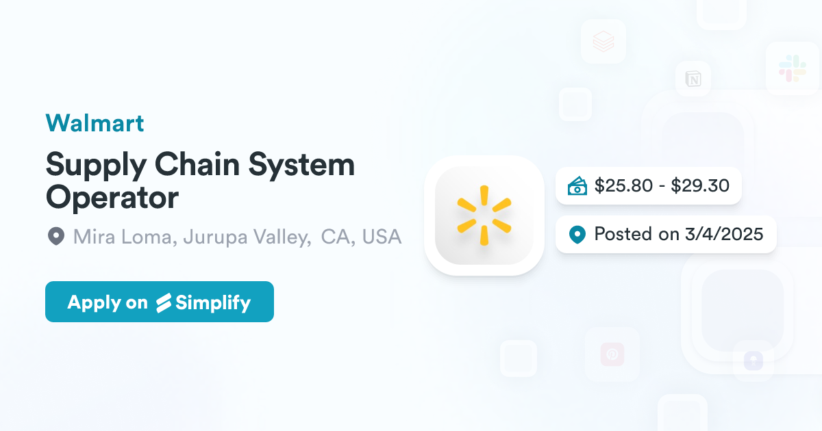 Walmart Mis Example Supply Chain System Operator @ Walmart | Simplify Jobs