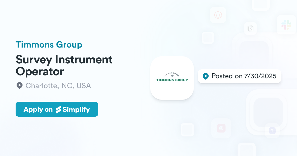Intruments Operator Role Survey Instrument Operator @ Timmons Group | Simplify Jobs