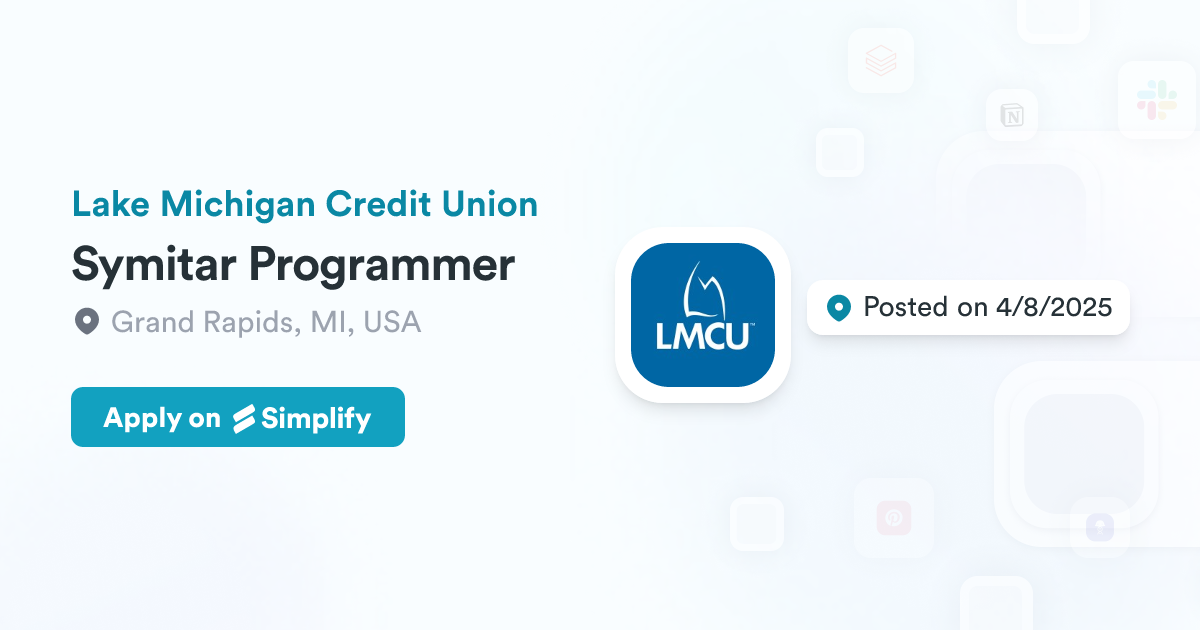 Symitar Programmer @ Lake Michigan Credit Union | Simplify Jobs