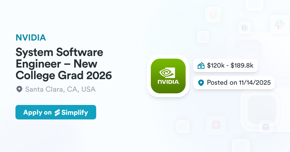 System Software Engineer – New College Grad 2026 @ NVIDIA | Simplify Jobs