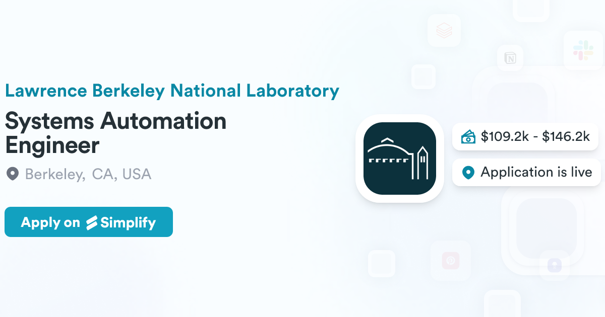 Systems Automation Engineer @ Lawrence Berkeley National Laboratory ...