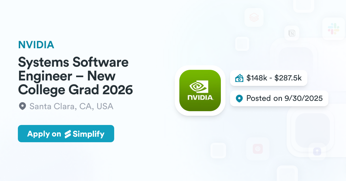 Systems Software Engineer – New College Grad 2026 @ NVIDIA | Simplify Jobs