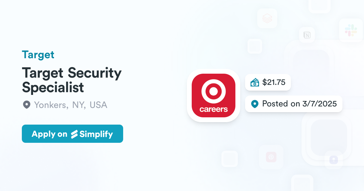 Target 14701 Target Security Specialist @ Target | Simplify Jobs