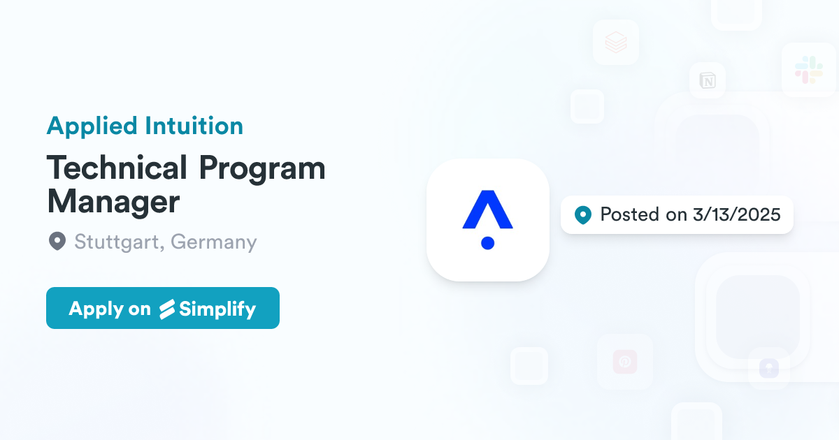 Technical Program Manager @ Applied Intuition | Simplify Jobs