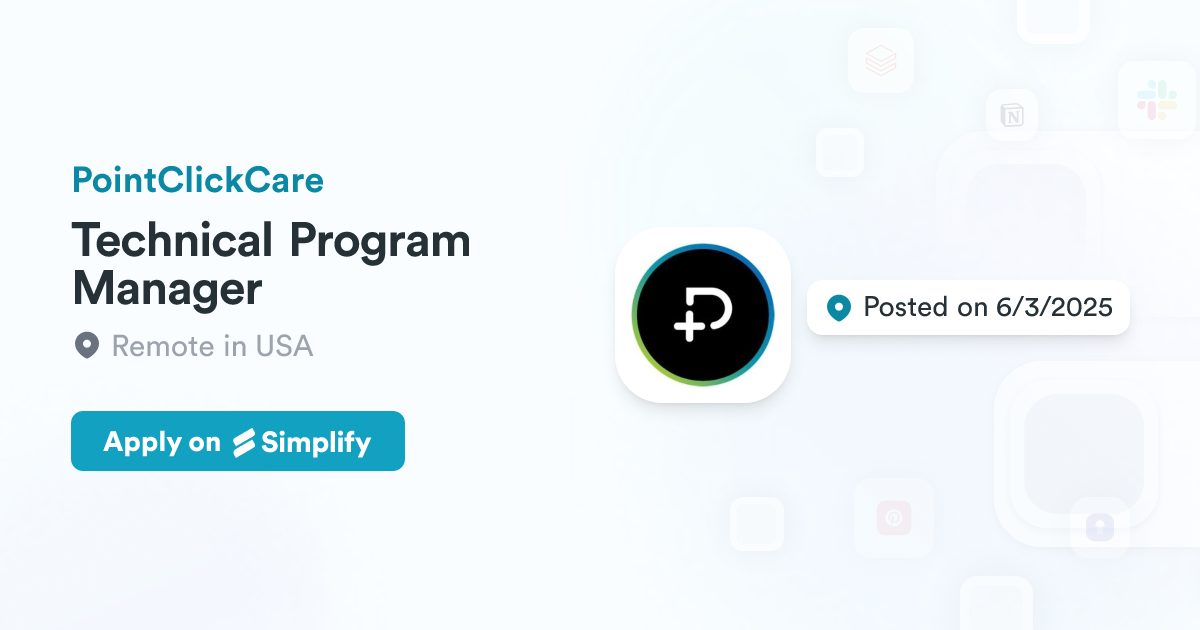 Pointclickcare Program Technical Program Manager @ PointClickCare | Simplify Jobs