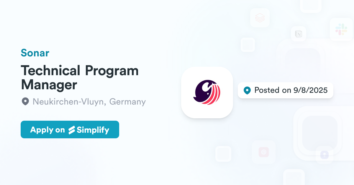 Technical Program Manager @ Sonar | Simplify Jobs