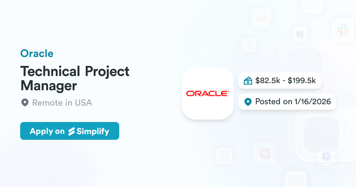 Project Oracle Team Image Technical Project Manager @ Oracle | Simplify Jobs