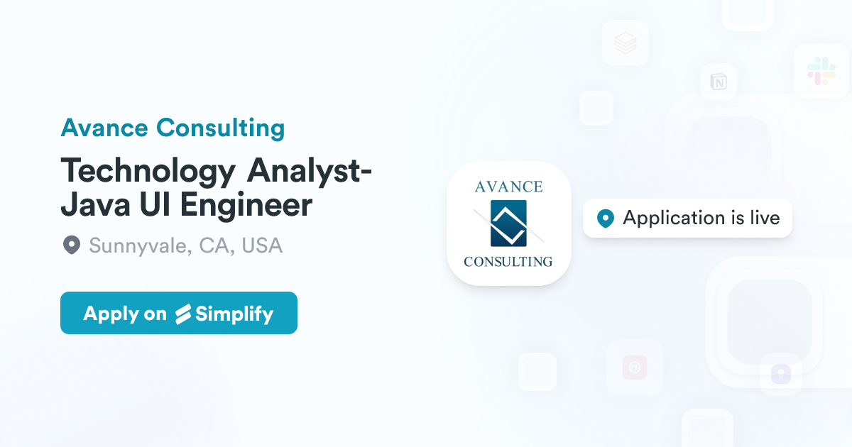 Java Anayyet Technology Analyst-Java UI Engineer @ Avance Consulting | Simplify Jobs