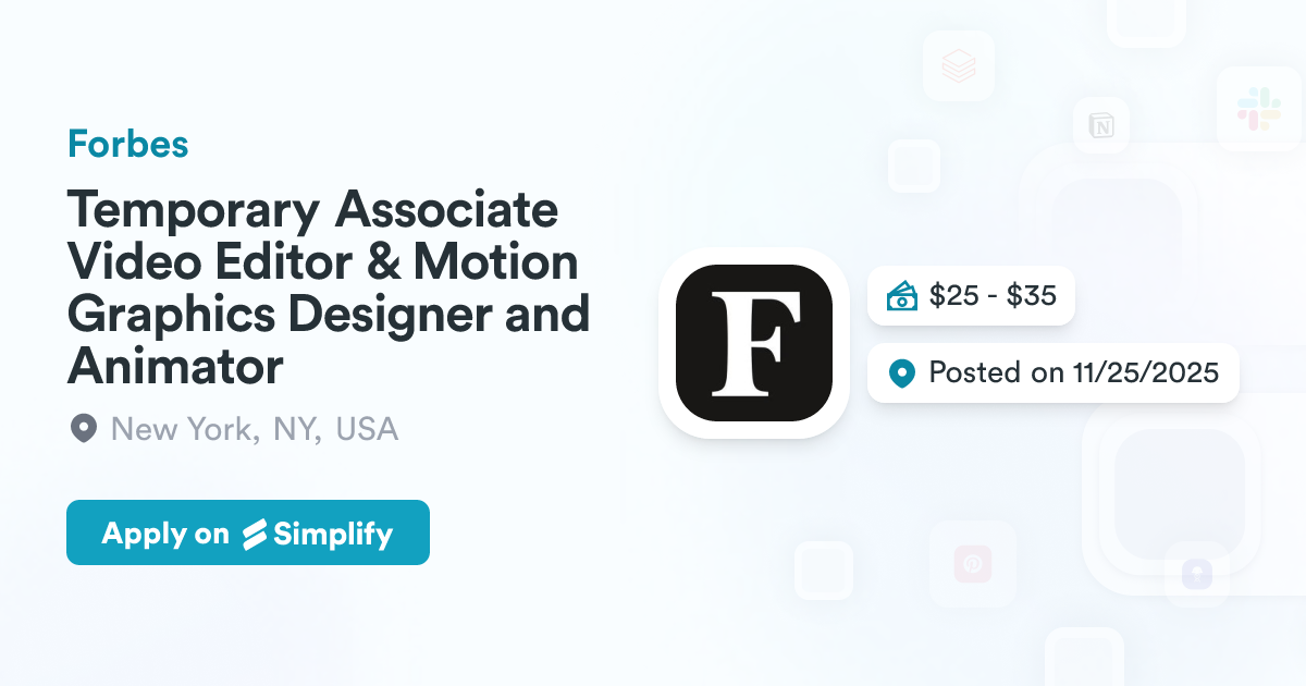 Associate Graphics Temporary Associate Video Editor & Motion Graphics Designer and ...