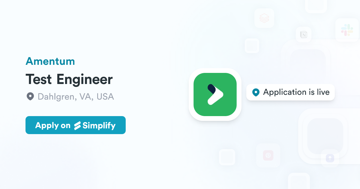 Test Engineer @ Amentum | Simplify Jobs