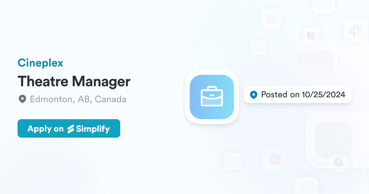 Theatre Manager @ Cineplex | Simplify Jobs