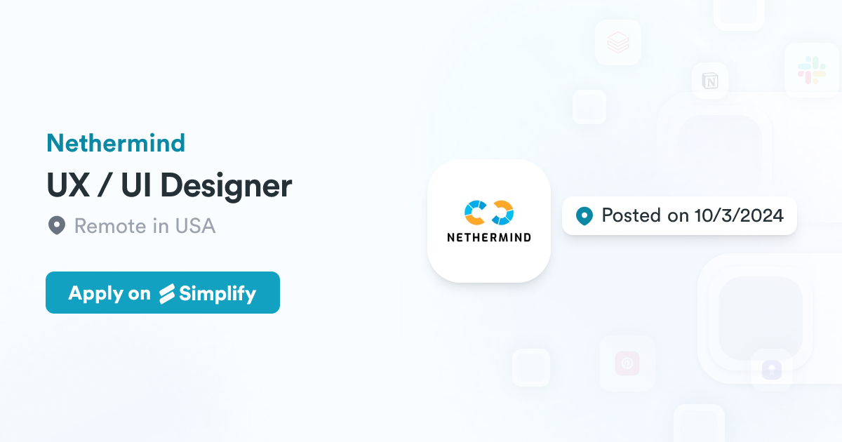 UX / UI Designer @ Nethermind | Simplify Jobs