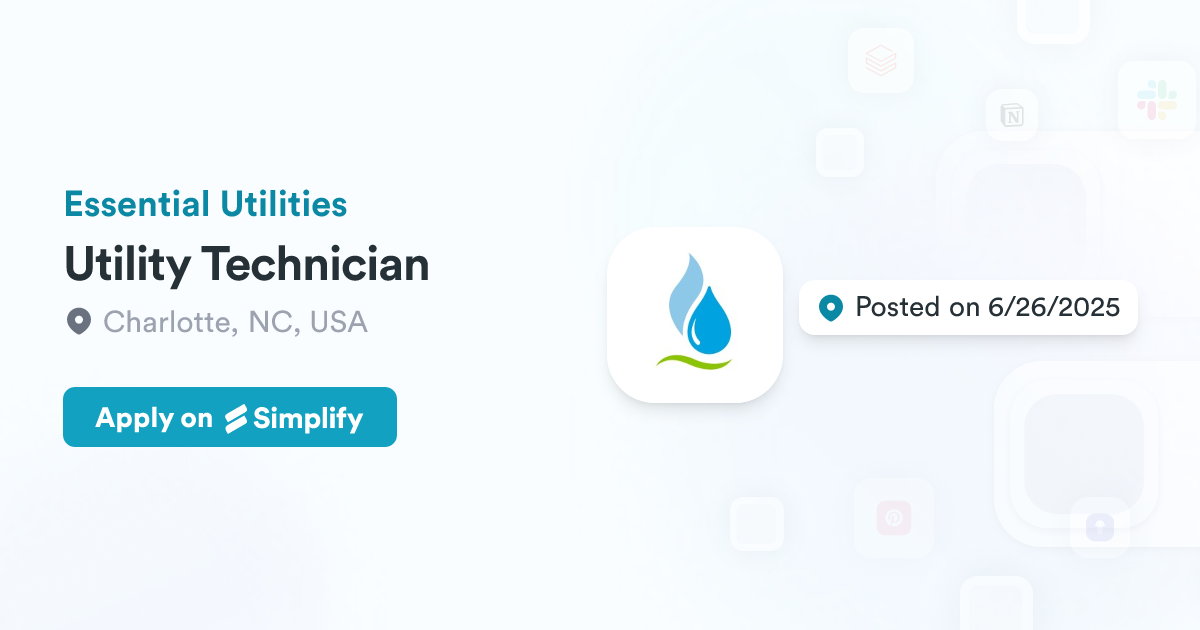 Utility Tech Utility Technician @ Essential Utilities | Simplify Jobs