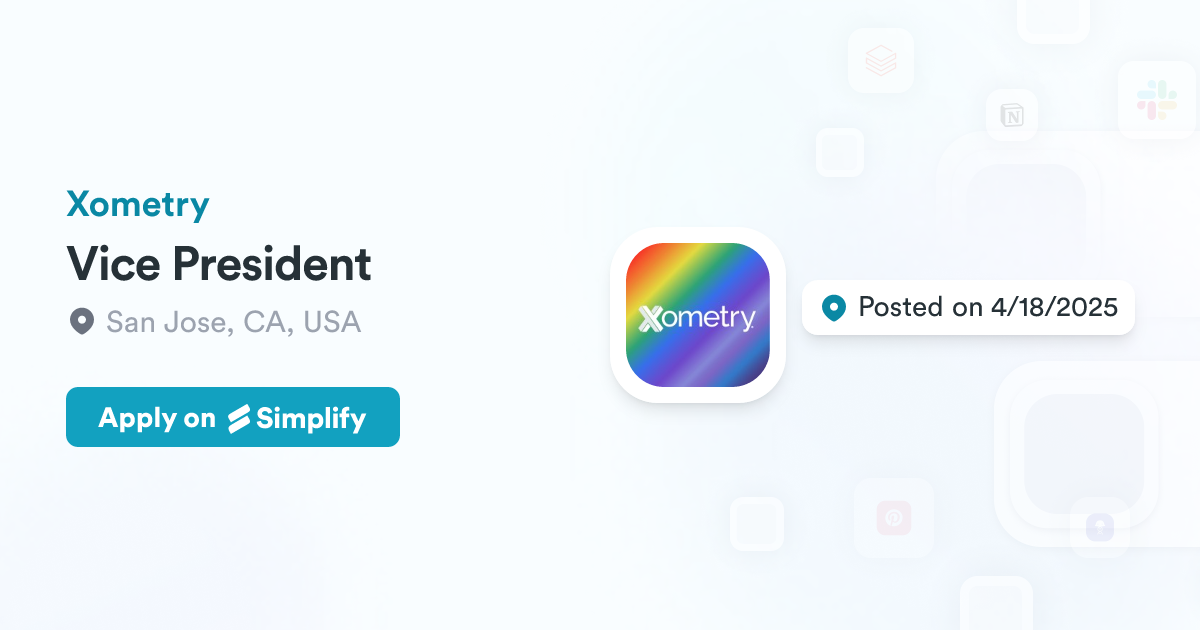 Vice President @ Xometry | Simplify Jobs