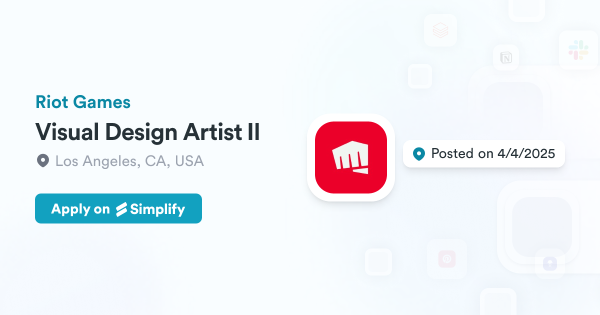 Visual Design Artist II @ Riot Games | Simplify Jobs