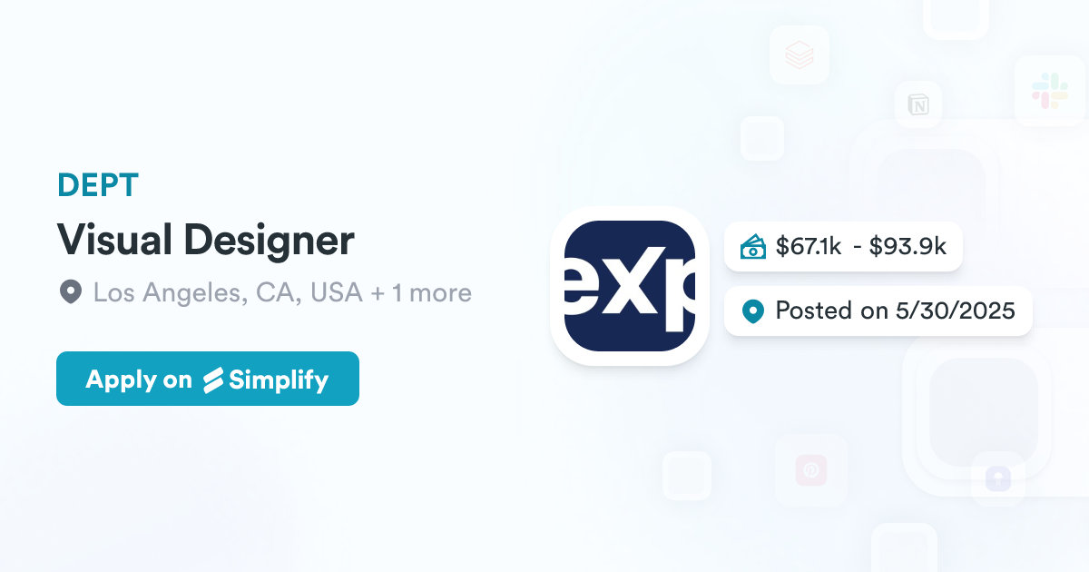 Design Dept Visual Designer @ DEPT | Simplify Jobs
