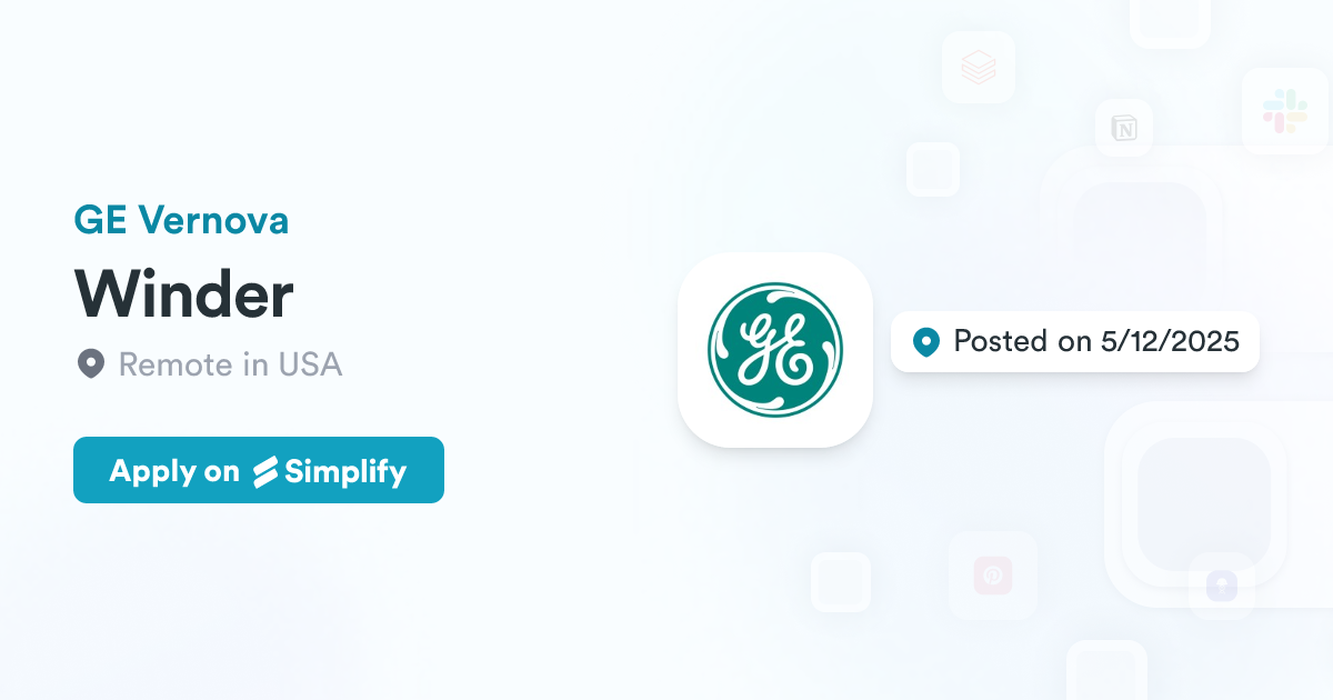 Winder Software Name Winder @ GE Vernova | Simplify Jobs