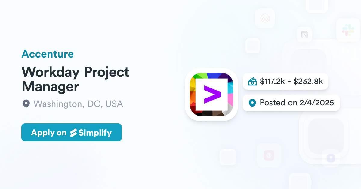 Workday Project Manager @ Accenture | Simplify Jobs