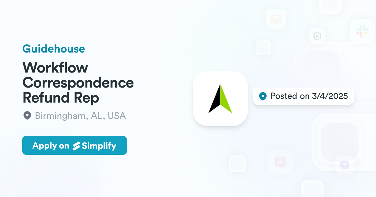Workflow Correspondence Refund Rep @ Guidehouse | Simplify Jobs
