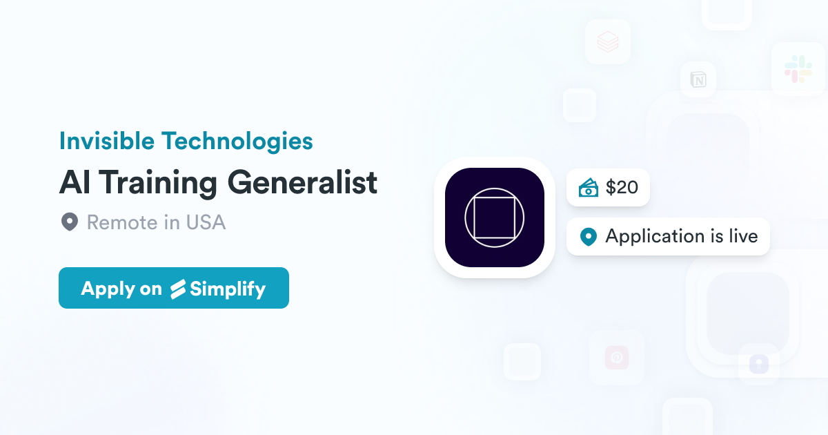 AI Training Generalist @ Invisible Technologies | Simplify Jobs