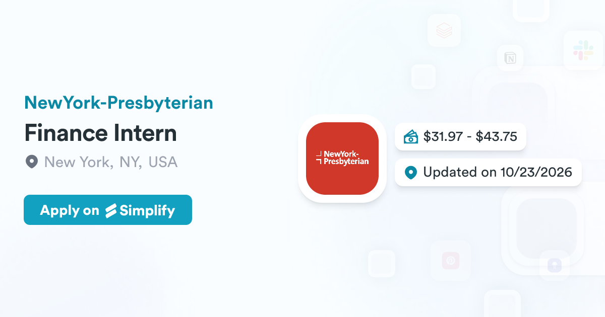 Simplication Is Key Finance Intern @ NewYork-Presbyterian | Simplify Jobs