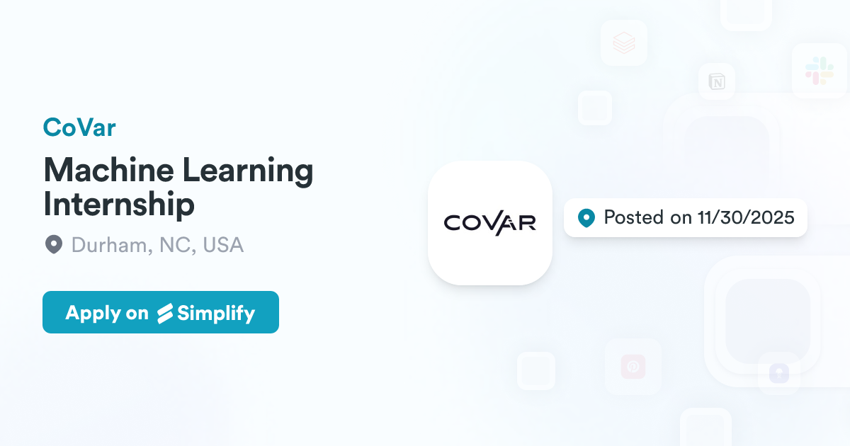 Machine Learning Internship @ CoVar | Simplify Jobs