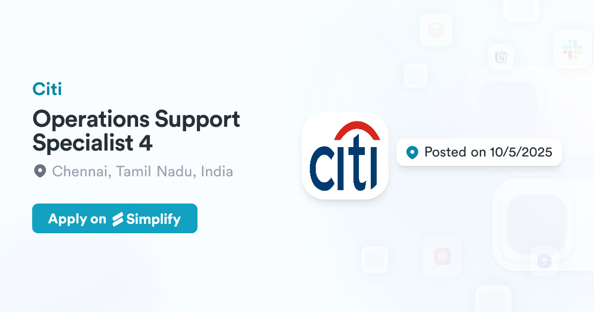 Specialst Math Operations Support Specialist 4 @ Citi | Simplify Jobs