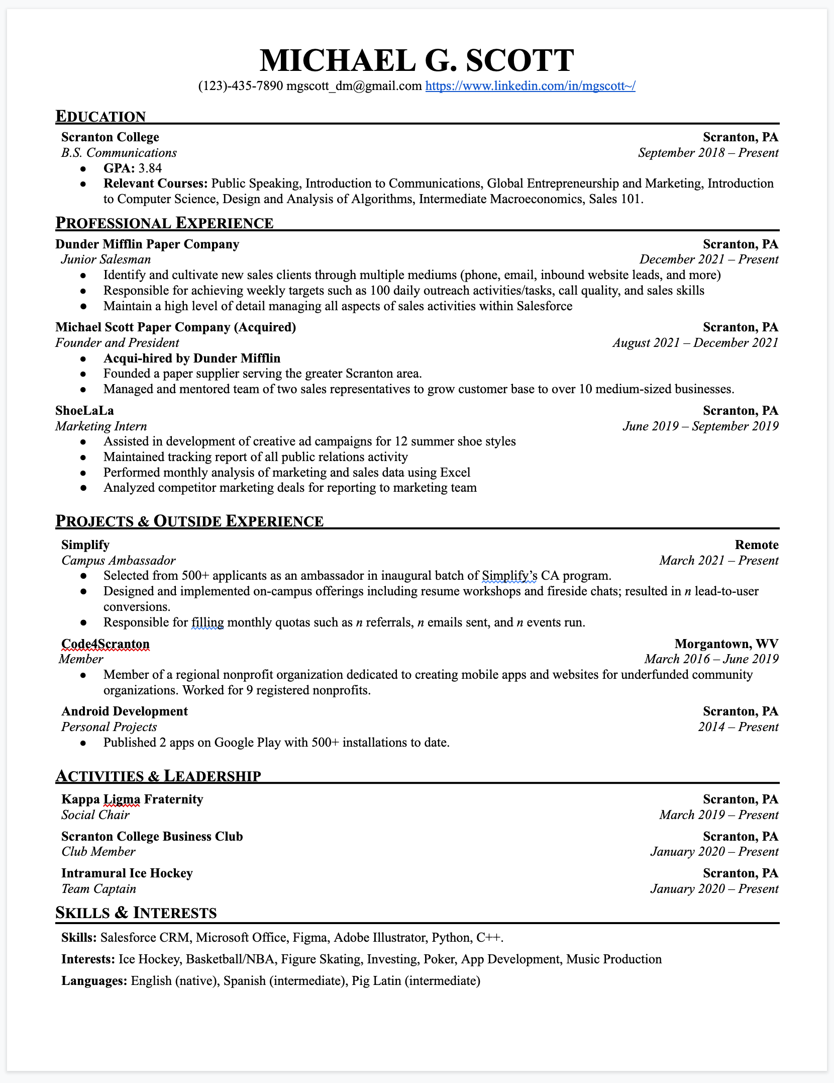 2 Column Resume Template Word Free