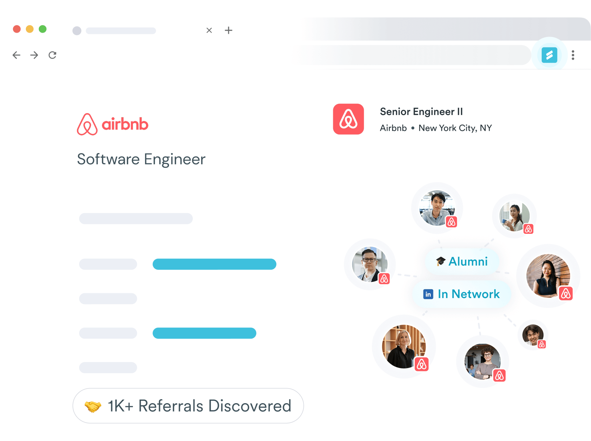 Simplify surfacing alumni and in-network connections at a target company