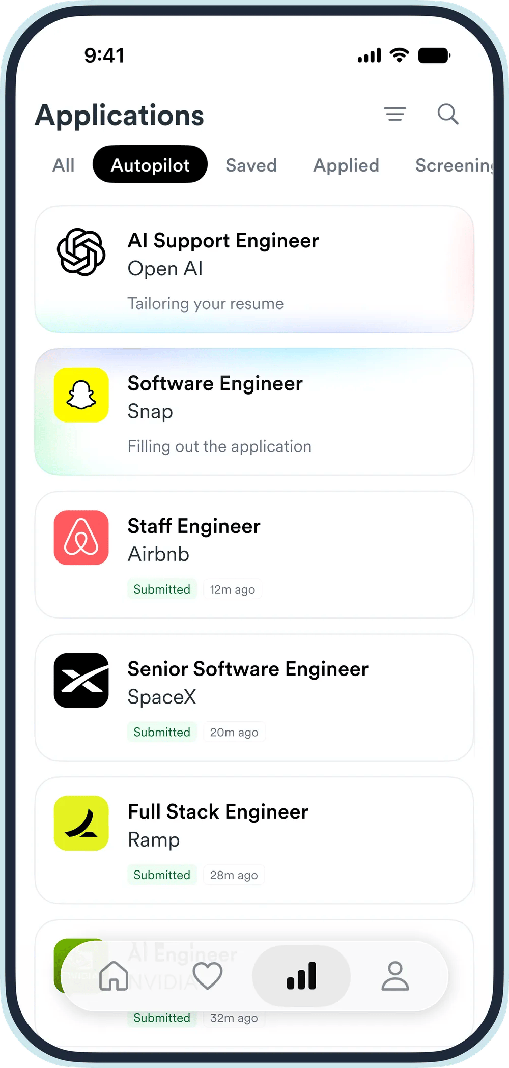 Simplify mobile app showing Autopilot applications