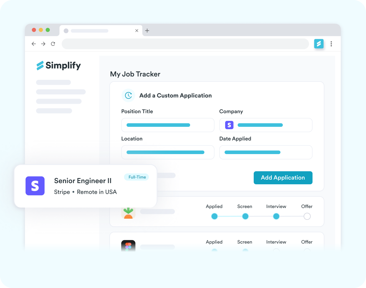 Simplify job tracker form for adding a custom application