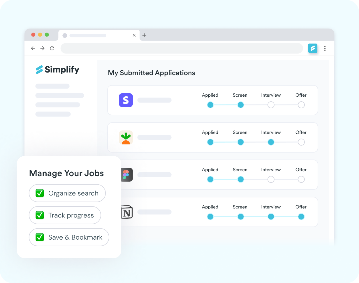 Simplify job tracker showing applications grouped by status
