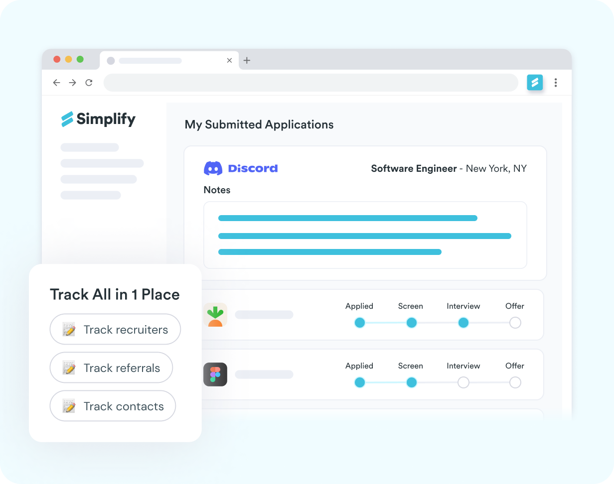 Simplify job tracker notes and contacts for an application